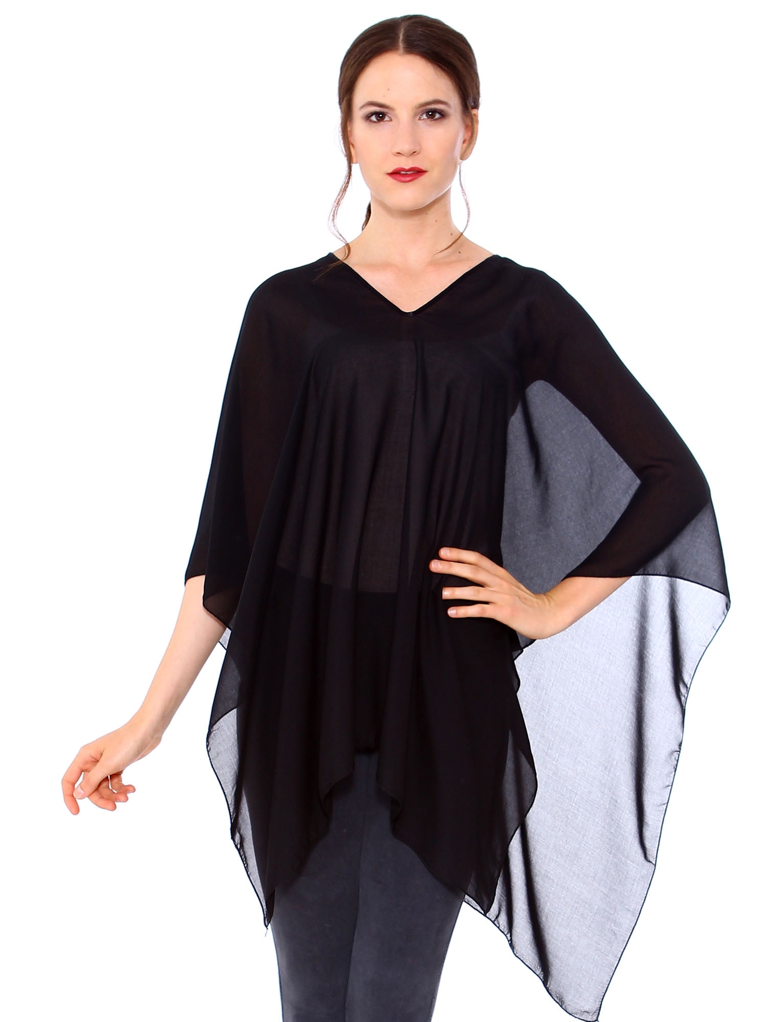 black sheer poncho top