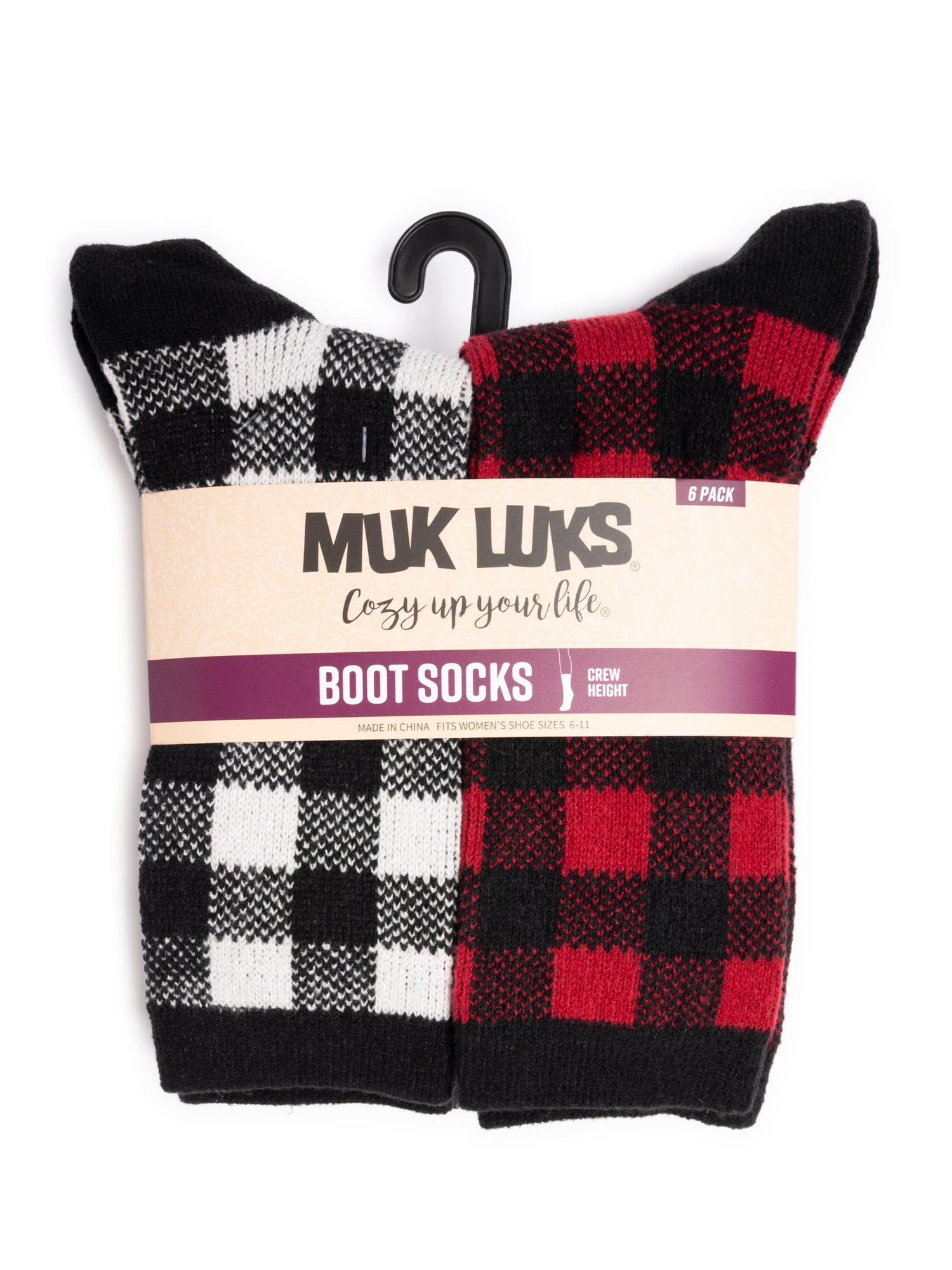 MUK LUKS Women's Fluffy Dream Crew Socks, 6-Pack, One Size