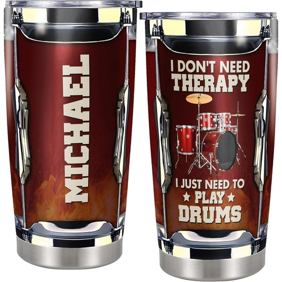 Drummer Gifts for Men Personalized Drummers Tumbler Cool Drum Insulated Cup Travel Coffee Mug Stainless Steel 20 oz Music Birthday