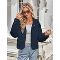 thumbnail image 5 of Womens Cropped Bomber Jacket Button Down Varsity Jackets Shackets with Pockets, 5 of 6