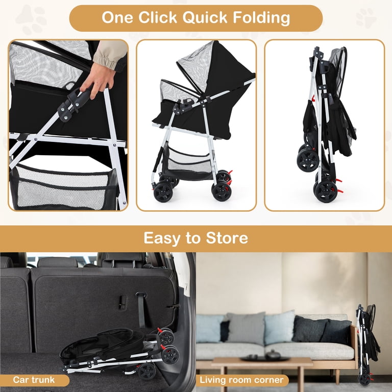 ZOOLIKE 4-Wheel Pet Stroller, Black, Up to 30 lbs photo 6