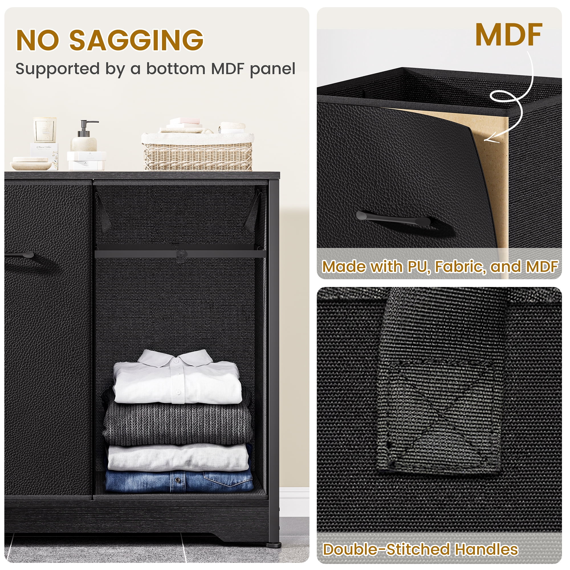 Pull-Out Laundry Sorter Cabinet With Removable Bags, 140L (2x70L) Laundry Hamper With Sturdy Frame & No-Sag Bags For Organized Bedroom, Bathroom, Laundry Room