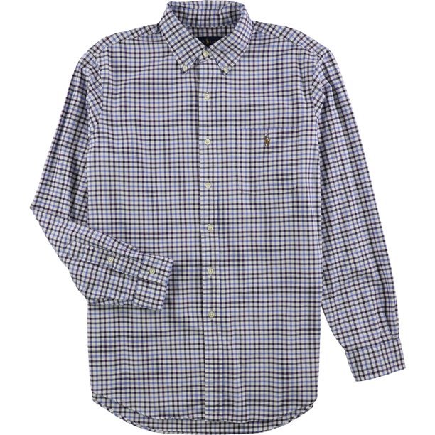 Ralph Lauren Camisa con botones Oxford para hombre, azul, extragrande Ralph Lauren Botones al frente