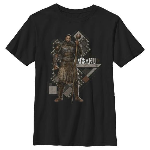 Boy's Black Panther: Wakanda Forever Lord M'Baku Pattern  Graphic Tee Black X Small