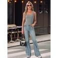 thumbnail image 4 of INSPIRE CHIC Women's Scoop Neck Sleeveless Fitted Cotton Basic Layering Wide Strap 2026 Summer Cropped Tank Top Shirts M Grey, 4 of 6
