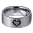 thumbnail image 2 of Tungsten Horse Love Heart Shaped Equestrian Horses Band Ring 8mm Men Women Comfort Fit Gray Flat Cut Brushed Polished, 2 of 4