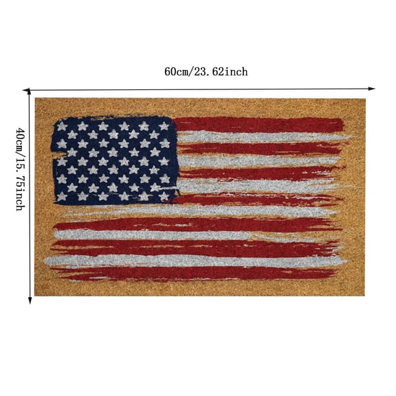 Welcome Doormat Outdoor-Entrance Non-Slip Coir - 4th-of-July Flag Independence Day Door Mats Rugs for Entryways