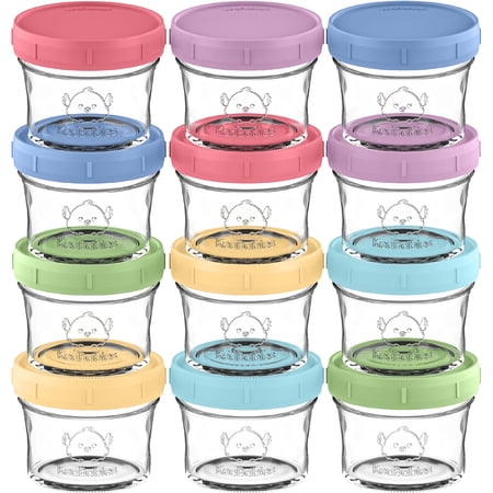 KeaBabies Boys and Girls Prep Jars Baby Food Storage Glass Container, Pack of 12