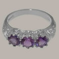 thumbnail image 4 of LBG British Made 14k White Gold Natural Amethyst Womens Anniversary Ring - 33 size options - Size 8.75, 4 of 7