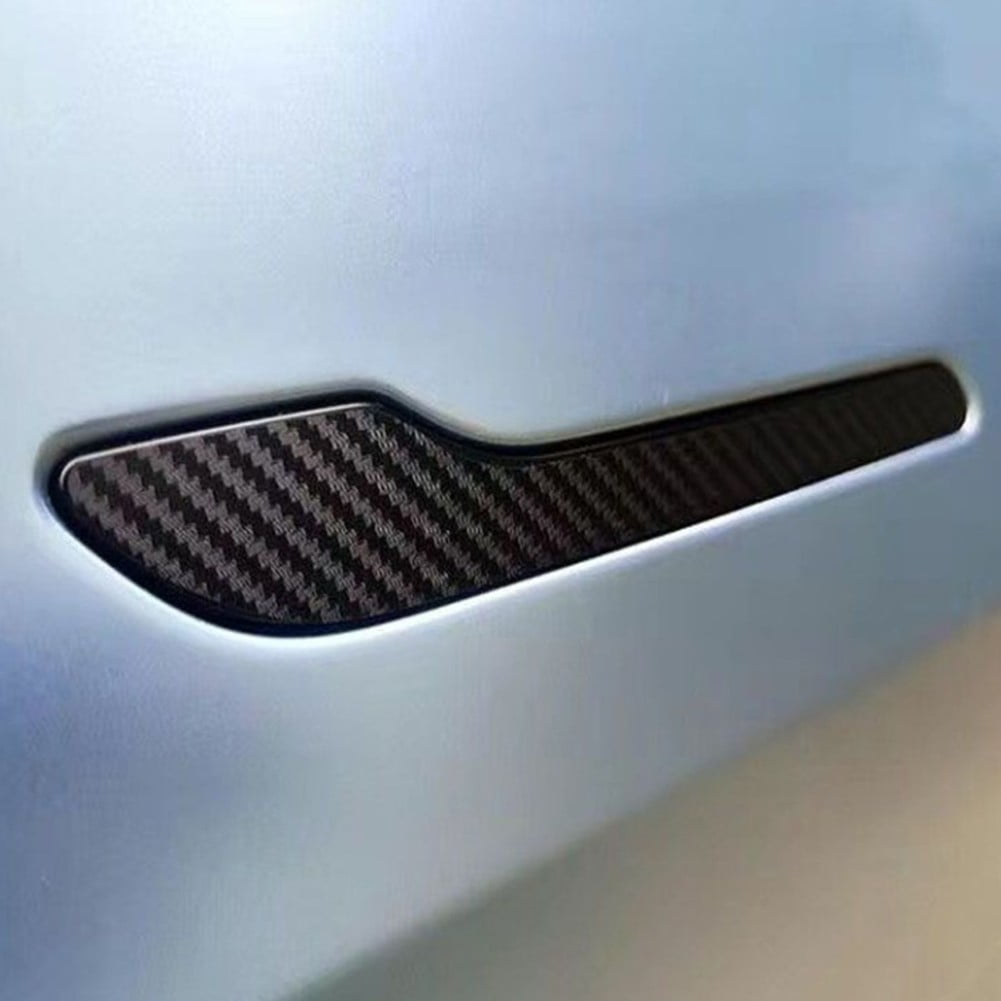 Kit 4 Autocollants Fibre De Carbone Pour Poignées Tesla Model 3/Y (2017-2021) - Protection Et Style