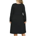 thumbnail image 2 of Mengpipi Womens's Plus Size Casual Long Sleeves Dress Crew Neck Loose Midi Dress with Pockets, 2X-5X, 2 of 6