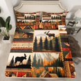 thumbnail image 2 of Draps de Lit Rustic Moose Simple Ferme Cabane Lodge Ensemble de Draps Animaux de la Forêt pour Enfants Adultes, Drap-Housse Rétro Pine Tree Montagne 1 Drap Plat 1 Taie d'Oreiller, 2 of 6