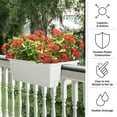 thumbnail image 2 of Pure Garden 20.75in Railing Planter - 6-Gal Outdoor Flower Box, White, 2 of 6