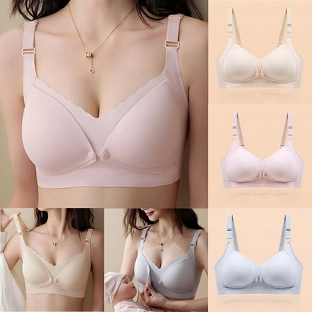 CFLVAEK Women s Nursing Bras Comfort Wire Free Bras Push Up Maternity Bra Breathable Lightly Pregnancy Bralettes Supportive Sleep Bras Gray XL