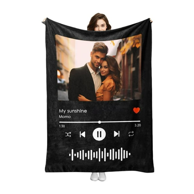 Personalized Music Blanket Customized Blanket for Couples With Photos Birt C1R0