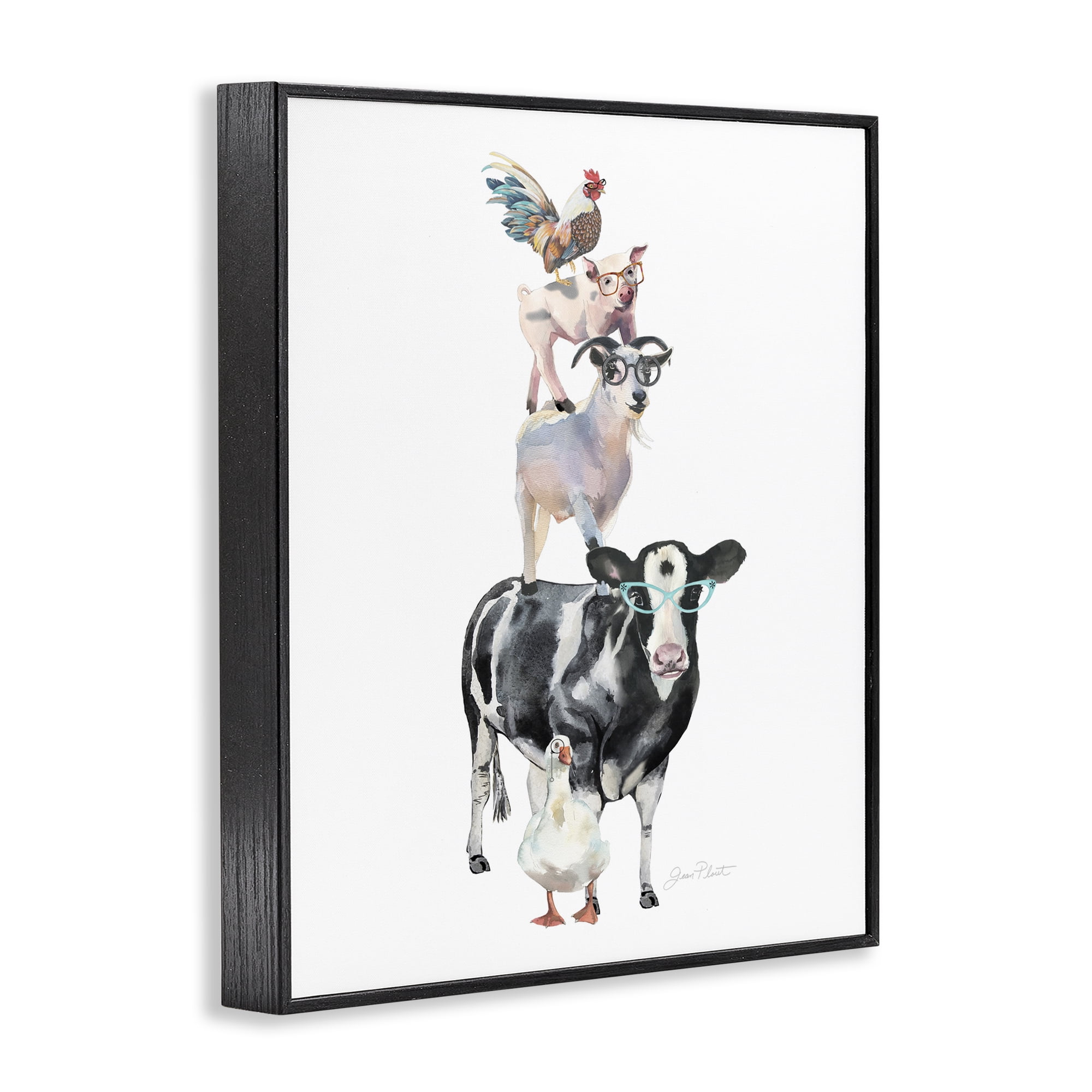 Farm Animal Family Black Framed Giclee Art, design by Jean Plout