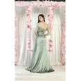thumbnail image 2 of Royal Queen RQ8002 Juniors Womens Feather Sheer Long Sleeves High Slit Formal Dress, 2 of 9