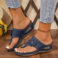thumbnail image 2 of Dakaela Orthopedic Wedge Summer Shoes for Women Dressy 2025 Thong Sandals Walking Flip Flops Blue 6.5, 2 of 6