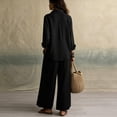 thumbnail image 2 of Women's Button down Shirt Wide Leg Pants Loose Set 2026 Elastic Waist Wide Leg Pants Breathable Casual Outfit with Pocket, M, 2 of 2