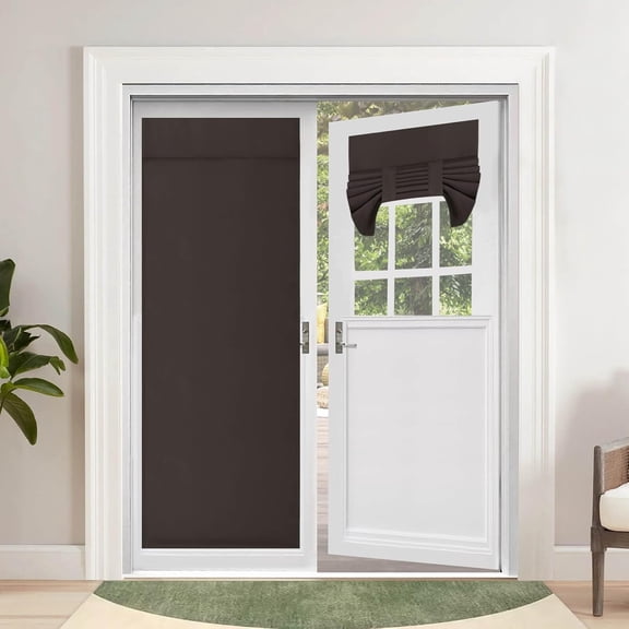 LKYUHGS-Blackout French Door Curtains, Privacy Thermal Insulated Tie up Glass Shades, Easy to Install Tricia Window Drapes, Front Door Curtain, W26 x L80 inch, Dark Brown, 1 Panel
