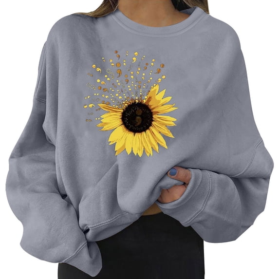 Trendy Tops Crewneck Sweatshirts for Women Casual Graphic Sweatshirt Loose Classic Pullover Long Sleeve Blouse