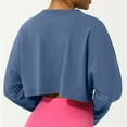 thumbnail image 6 of JGGSPWM Cropped Sweatshirt Long Sleeve Crop Top Workout Oversized Sweatshirt Loose Crop Tops For Women Crewneck Sweatshirt Blue XL, 6 of 8