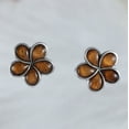 thumbnail image 3 of Beautiful Hawaiian Genuine Koa Wood Plumeria Earring, Sterling Silver Koa Wood Plumeria Stud Earring, E8917 Birthday Wife Mom Valentine Gift, 3 of 3