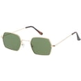 thumbnail image 2 of Geometric Hexagon Sunglasses Ultra Slim Metal Neutral Colored Flat Lens 51mm (Gold / Green), 2 of 4