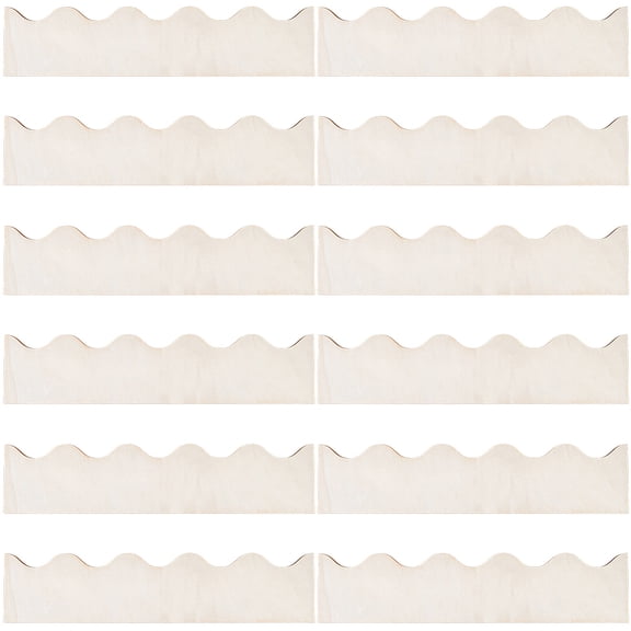 12Pcs Unfinished Large Scalloped Edge Wood Trim 15.7 x 3.5 Inch Wooden Scallop Decorative Molding Moulding Trims Cute DIY Crafts