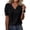Black, variant on Women's Casual V Neck Lace Trim Blouse Short Puff Sleeve Eyelet Embroidered Loose Fit T-Shirt Fashion Summer Solid Color Basic Top for Daily Wear and Casual Outings