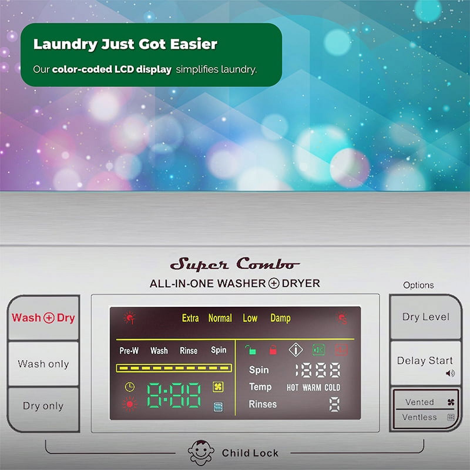 Equator Pro Compact 110V Vented/Ventless 13 lbs Combo Washer Sensor Dry 1200 RPM - image 4 of 17