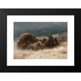 thumbnail image 2 of Adolf Schreyer 24x18 Black Modern Framed Museum Art Print Titled - Geldings in a Winter Landscape, 2 of 5