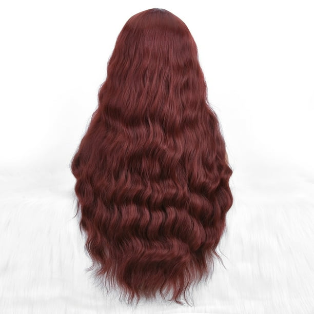 Xihbxyly Peluca de Cabello Ondulado y Rizado, Flequillo Natural con Raya Al Medio, Cabello Sintético Largo, Ideal para Fiestas de Disfraces, Carnavales y Mascaradas, Tamaño Ajustable, Fácil de Peinar