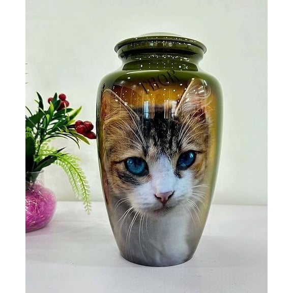 Adult Cremation URNS for Ashes- Adult Classic Cat Pictured Cremation Urn for Human Ashes Completely Handicrafted Urns for Mom Dad