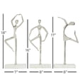 thumbnail image 4 of 17", 16", 18"H Silver Aluminum Dancer Sculpture with Marble Base, by DecMode (3 Count), 4 of 9