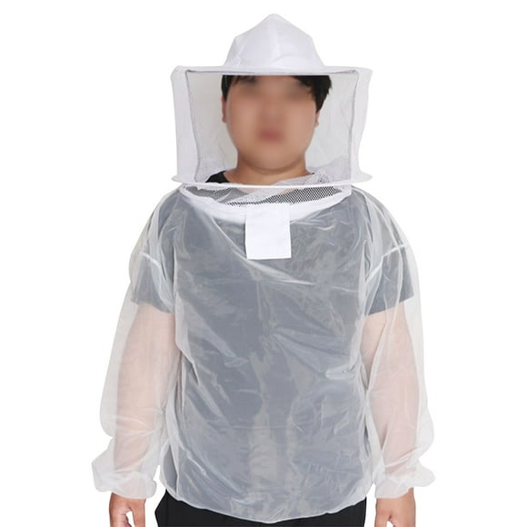 Graflsoa Veste d'Apiculture en Maille Respirante Blanche avec Capuche - Protection Légère contre les Piqûres pour la Récolte de Miel en Extérieur