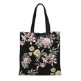 thumbnail image 1 of POGLIP Sac Fourre-Tout en Toile Peinture Aquarelle Colorée de Feuilles et Fleurs sur Fond Foncé Sac à Provisions Réutilisable, 1 of 1