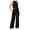 Black, variant on Two Piece sets for Women Halter Tank Backless Crop Tops Foldover Flare Pants Casual Matching Streetwear Outfits (Black, L)