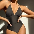 thumbnail image 2 of Cathalem Maillots de Bain pour Femmes Grande Taille Résistant au Chlore Col Rond Coupe Douce Maillot de Bain Sportif une Pièce Imprimé, Noir m, 2 of 5
