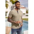 thumbnail image 2 of COOFANDY Men Short Sleeve Casual T Shirt Basic Solid Button Henley Daily Shirt with Pocket, 2 of 9
