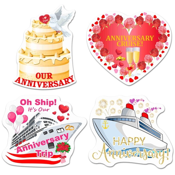 Cruise Door Magnets for Anniversary, Large Happy Anniversary Cruise Ship Decorations, Waterproof Nautical Stateroom Door Magnets for Cabin Fridge Car, Multicolor
