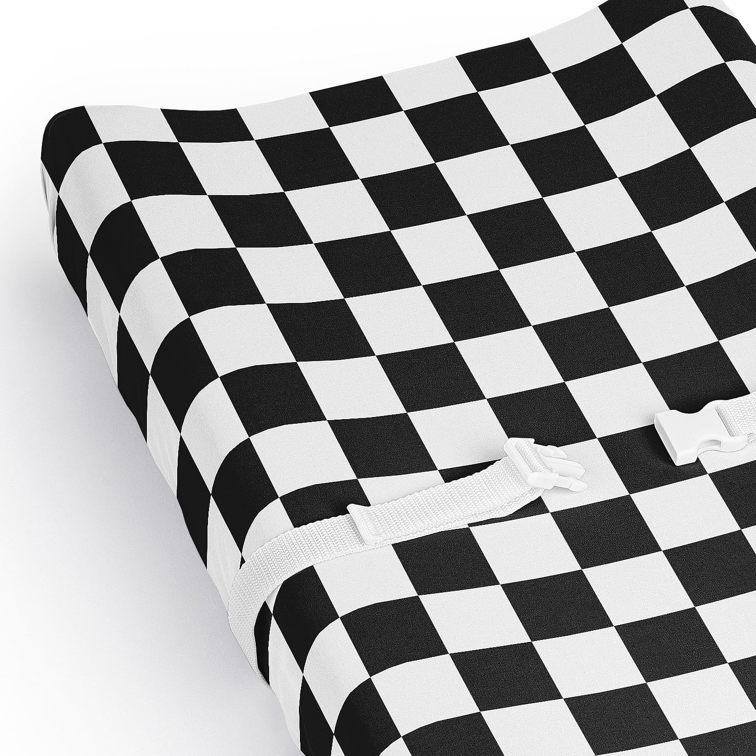 Sweet Jojo Designs Black and White Gingham Checkered Plaid Boy, Girl, Unisex/Gender Neutral Changing Pad Cover Sheet