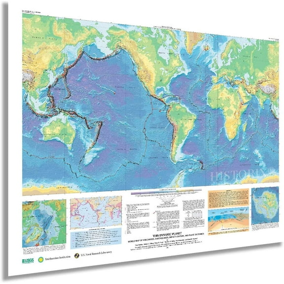 HISTORIX 2006 World Map of Volcanoes Poster Wall Art Print, 18 x 24 Inch