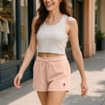thumbnail image 4 of Dalix Astronaut Embroidered Shorts Washed Soft Fleece Relaxed Drawstring Pocket Fit Lounge Womens in Blush L Large, 4 of 5