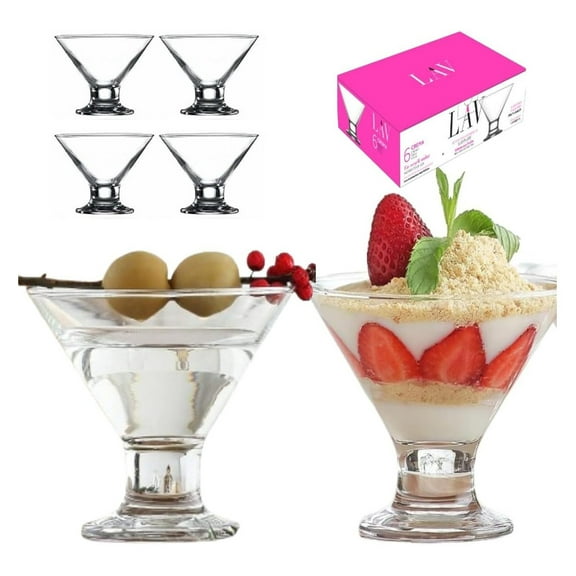 Stemless Martini Glasses Set of 6 - Mini Martini Glass Set 5.5 oz - Tiny Cocktail Glasses for Home and Bars - Multipurpose Glass Dessert Cups - Party Glassware 6 Count (Pack of 1)