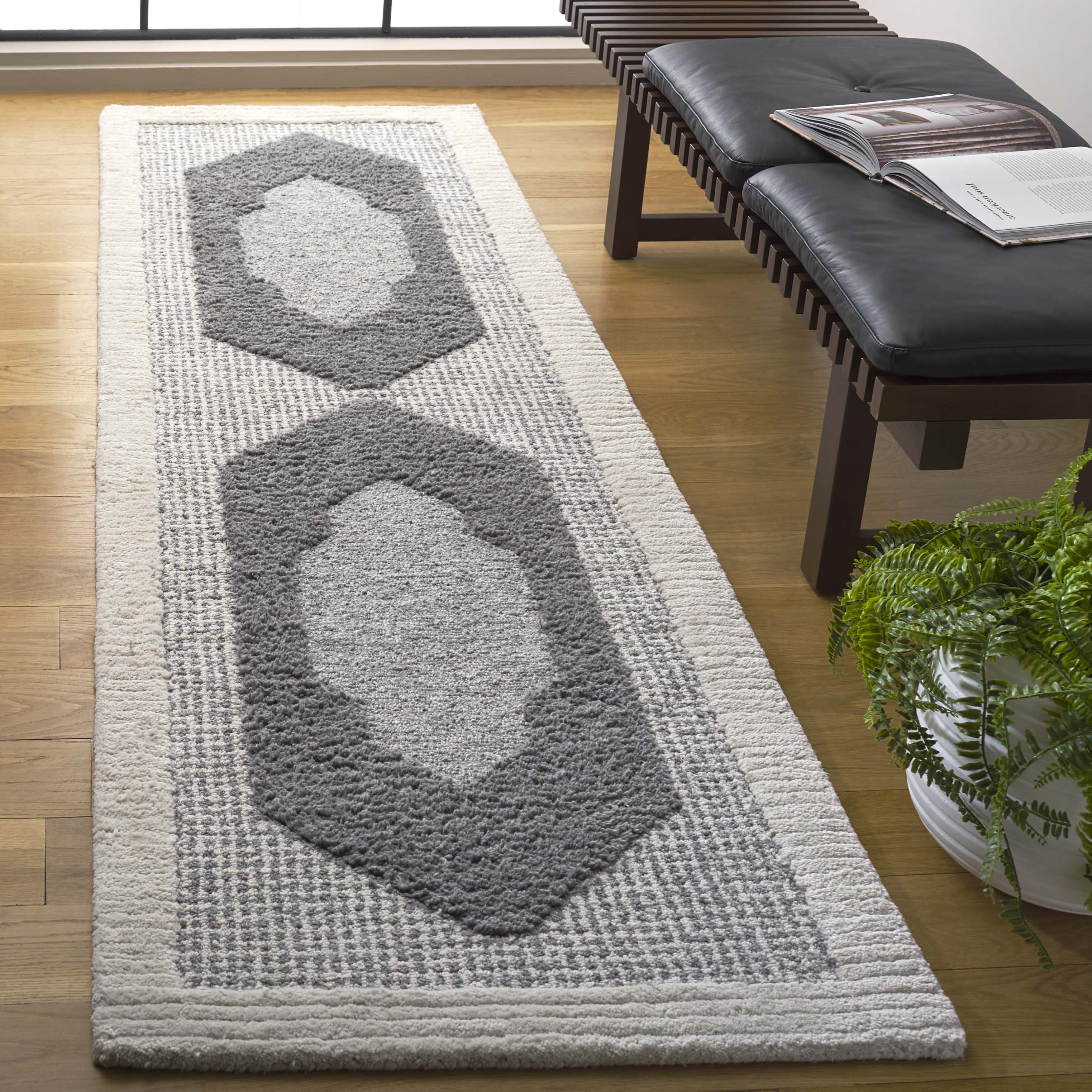 SAFAVIEH Renewal Ramona Medallion Runner Rug, Dark Gray/Ivory, 2'3" x 8'