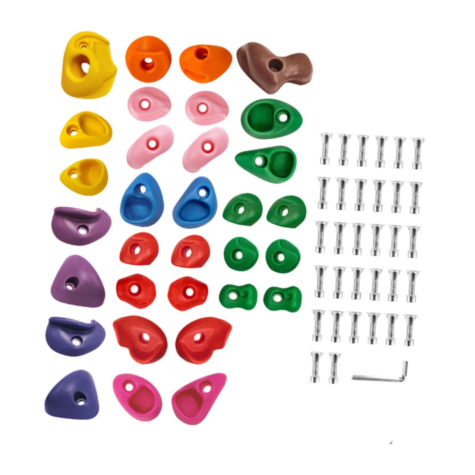 Wswqop 32 Pieces Rock Climbing Holds Climbing Rocks Includes Mounting Hardware Coloured