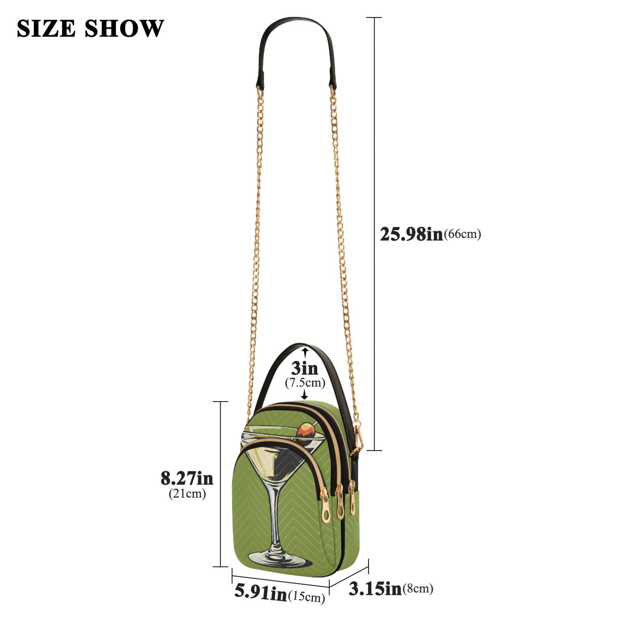 FORMRS Crossbody Bag for Women Quilted Travel Shoulder Cell Phone Purse with Chain Strap Handbag, Light Black Martini