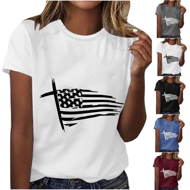 Fiudx Ofertas Flash Del Día Solo En Línea Camisas de Manga Corta para Mujer, Estilo Independiente, para Mujer
