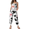 thumbnail image 5 of WTOBBY Women's Retro Casual Jumpsuit featuring Halloween Print, Loose Fit with Suspenders in Cotton and Linen, Perfect for Comfortable Outfits Year-Round,Pink2XL, 5 of 6